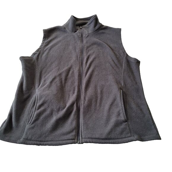 Indigo Jackets & Blazers - Indigo Fleece Vest Womens Large Gray Collared Outdoors Walking Biking Travel
